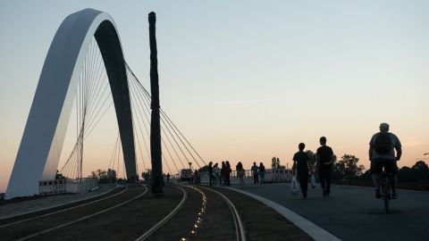 Pont Strasbourg Kehl au coucher de soleil